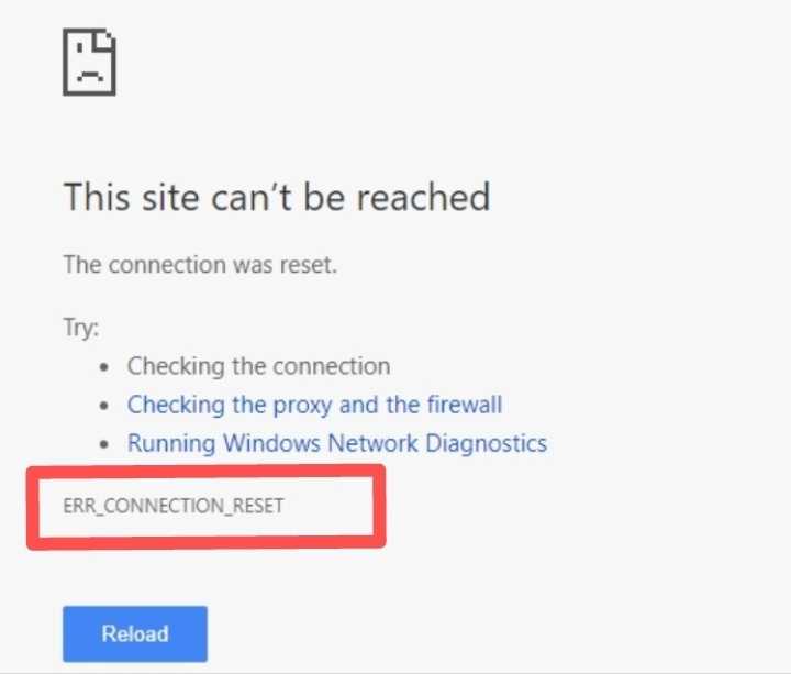 Solved: err_connection_reset on chrome