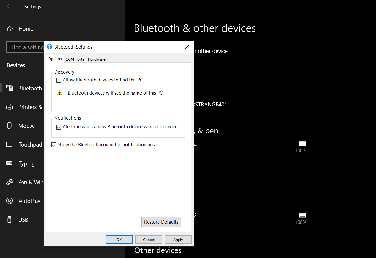 Как вернуть значок bluetooth в windows 10