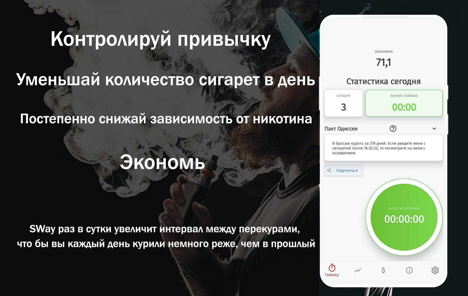 Приложение Счётчик сигарет для тех, кто борется с вредно привычкой курения, поможет справиться с этим недугом