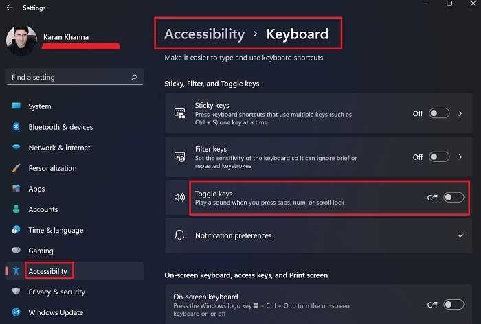 Как включить звуковой сигнал и визуальные оповещение при нажатии клавиш Num Lock, Caps Lock или Scroll Lock в Windows 10