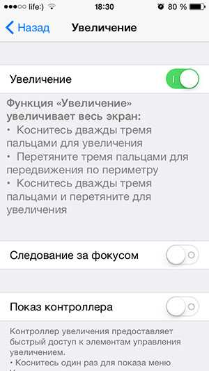 Как убрать увеличение экрана айфон