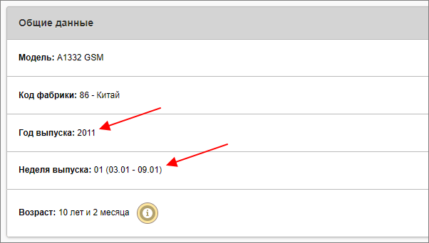 Возраст айфона по imei