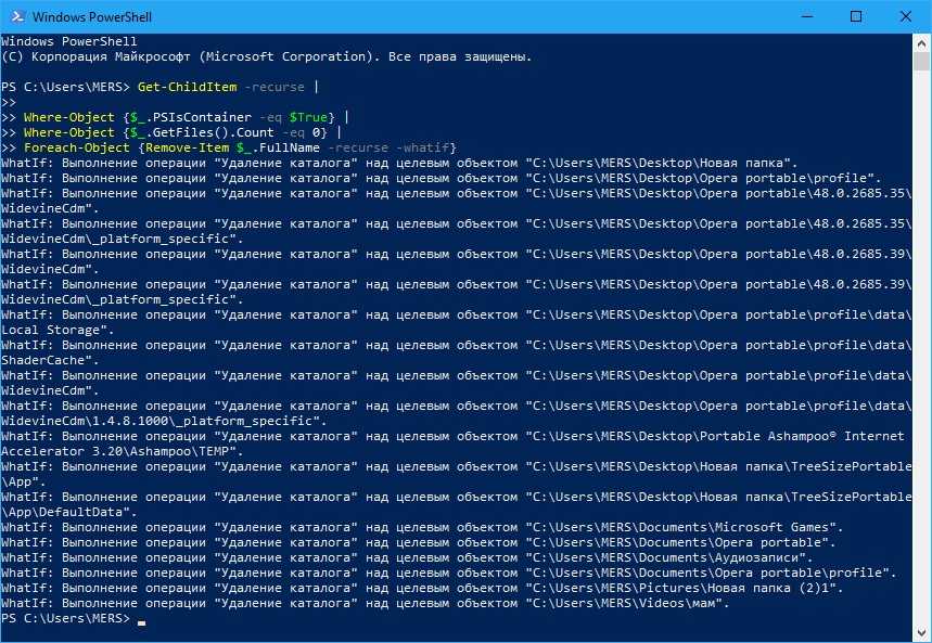 Используйте powershell для удаления файлов и папок в windows 10 - zanz