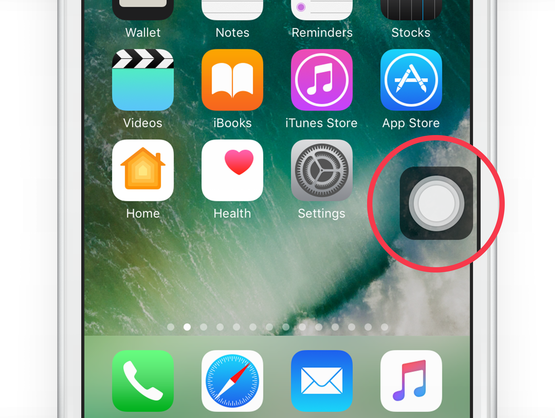 Отключение кнопки «домой» на экране iphone